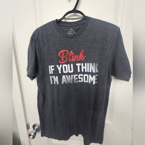 Well Worn Mens L Gray Short Sleeve Graphic Tee-Blink if you think I'm awesome